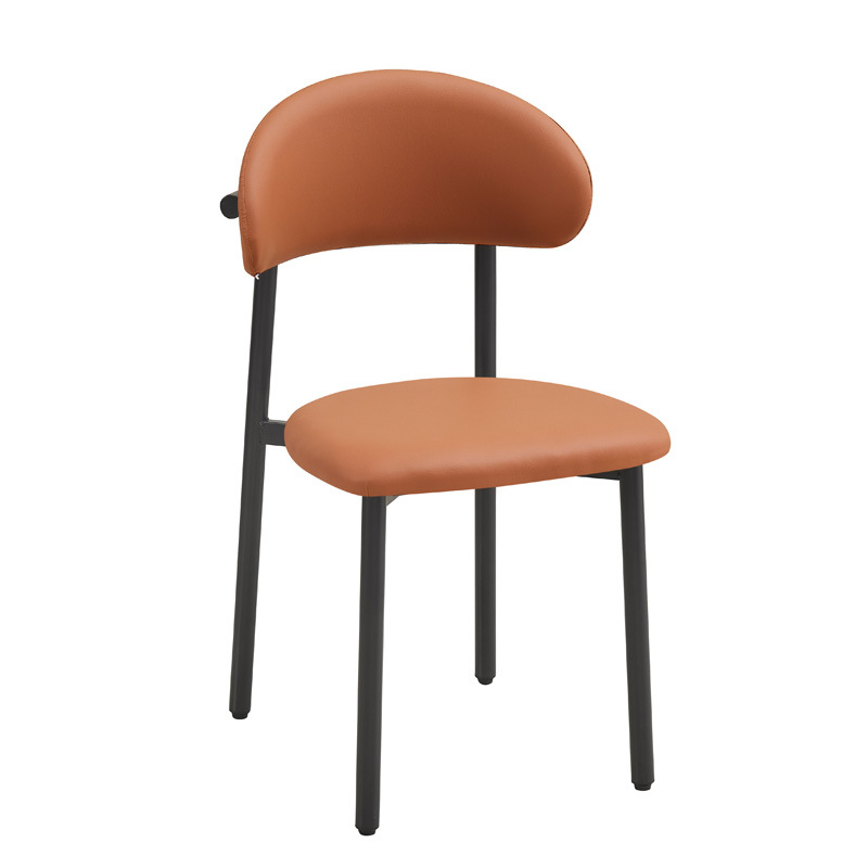 Silla de comedor de lujo ligero, cojín de cuero para el hogar, silla de ocio, silla de recepción de hotel, silla de banquete comercial, silla de comedor