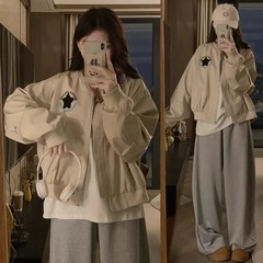美式复古棒球服外套女2025春秋新款设计感宽松休闲百搭小个子夹克