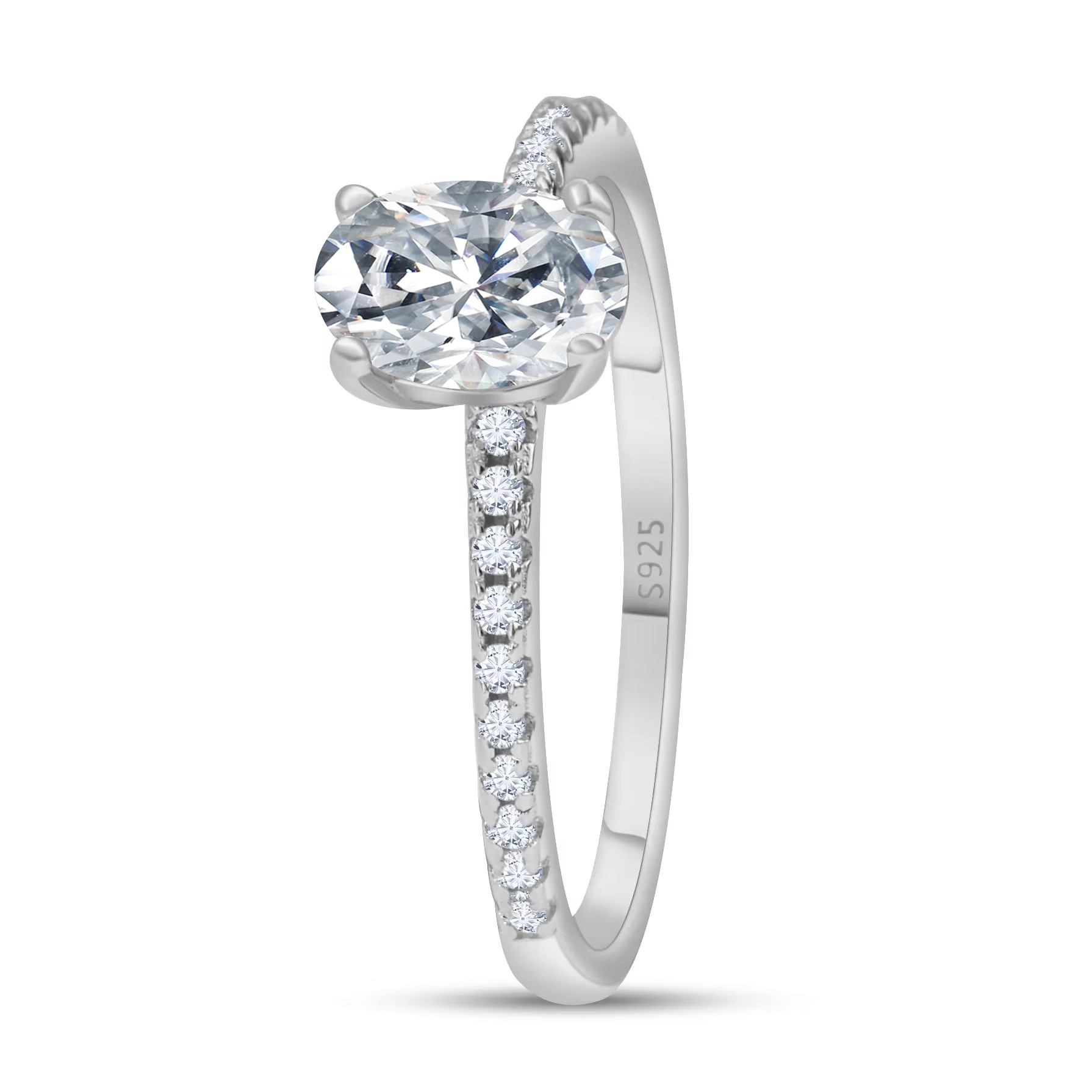 Anillo de piedra de morsanita de huevo de huevo de micrométrico al por mayor estilo europeo y americano con bolígrafo de prueba de diamantes para soportar un cabello