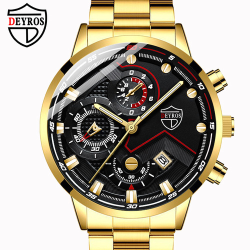 DEYROS cross-border men's fashion stainless steel strap business watch luminous pointer calendar quartz watch