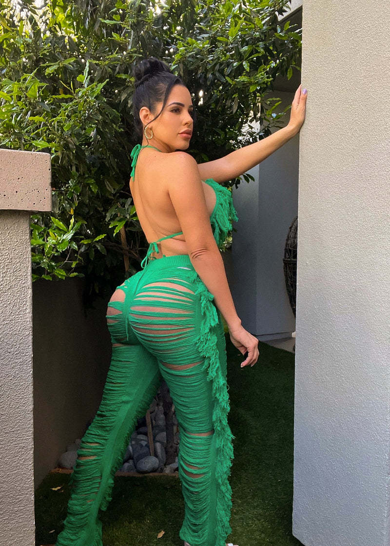 Women's Clothing summer new women's sexy tassel knitted pants suit_voghion.com