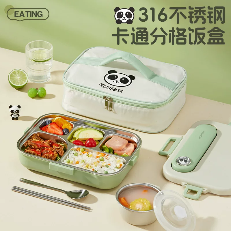 Thermos stainless steel, children's capacious double-layer lunch box for students