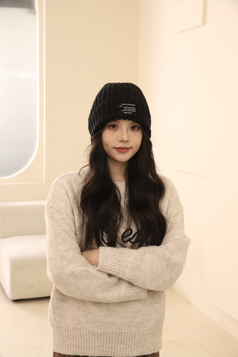 Lana oversize tinta unita per autunno e inverno, pile lavorato a maglia, versione coreana, coppia femminile all'aperto, escursioni calde_voghion.com