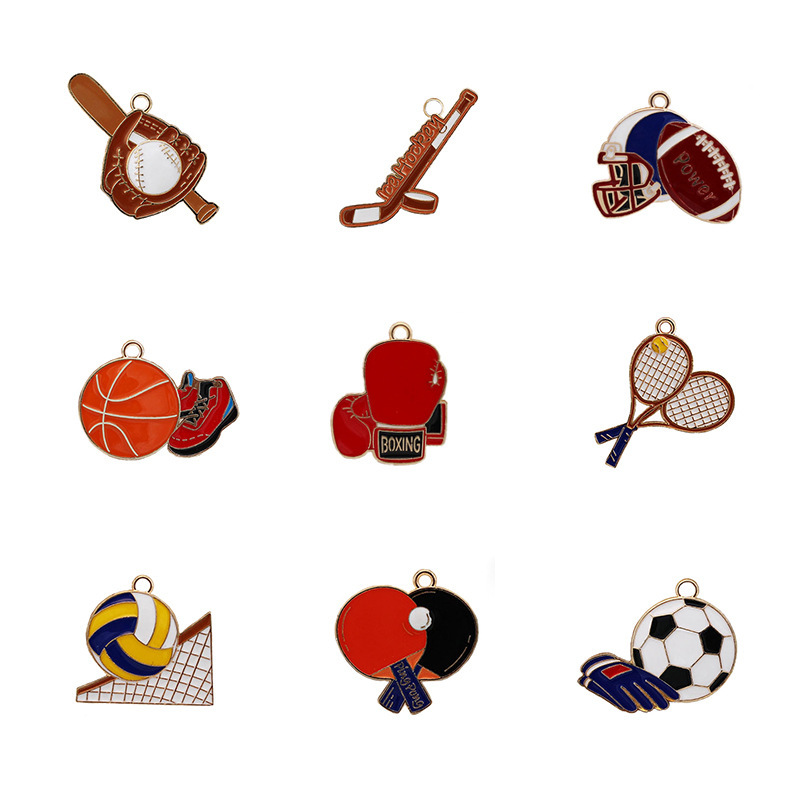 漫画スポーツシリーズ合金ジュエリーアクセサリー DIY バスケットボールサッカーラグビー野球イヤリングペンダントキーホルダー|undefined