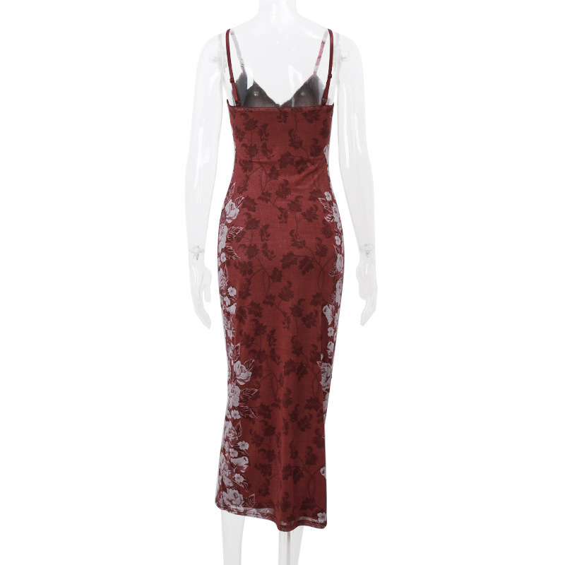 2026 Summer New Women's Clothing European And American Retro Printing High-end Suspender Dress Evening Dress_ecoleips.com