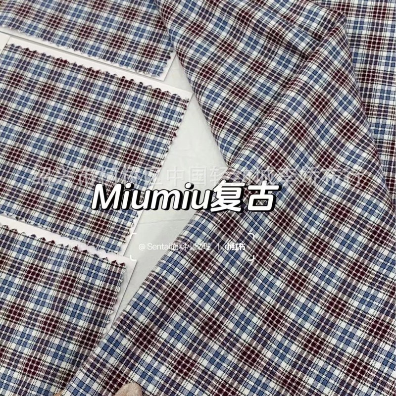 自社生産・販売のmiuシリーズ レトロチェック柄 バブルチェック柄生地 チェック柄生地 秋冬ワンピース シャツ生地|undefined