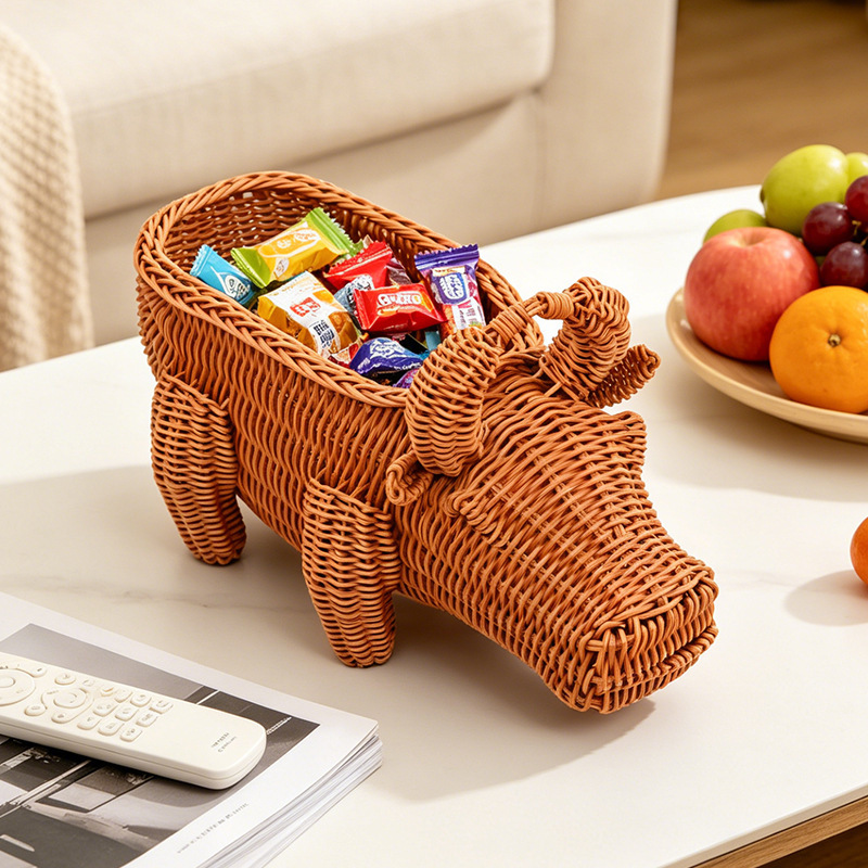 Cartoon Imitation Elephant Cattle Pig Squirrel Shape Rattan Storage Basket Home Desktop Handmade Woven Ornaments Snack Basket Cartoon Imitation Elephant Cattle Pig Squirrel Shape Rattan Storage Basket Home Desktop Handmade Woven Ornaments Snack Basket