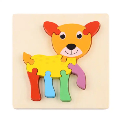 Rompecabezas para niños desarrollo de inteligencia educación temprana 3D de madera tridimensional bebé 1-2 años medio niños y niñas 6 juguetes educativos