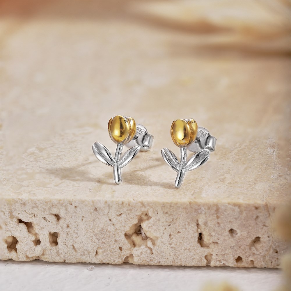 Fashion Flower Silver Plating Ear Studs 1 Pair