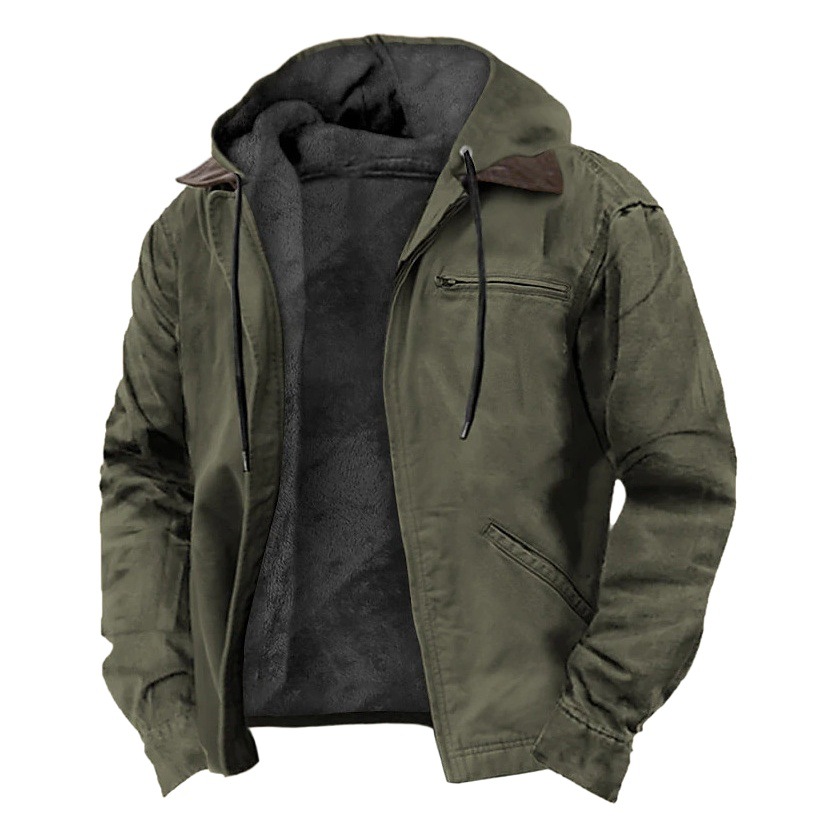 Europa y América transfronteriza multicolor color sólido impresión 3D Impresión digital suéter con capucha forro marrón Chaqueta de algodón acolchado