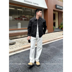 男士春秋季新款轻奢时尚夹克潮流休闲外套百搭工装上衣老钱风个性
