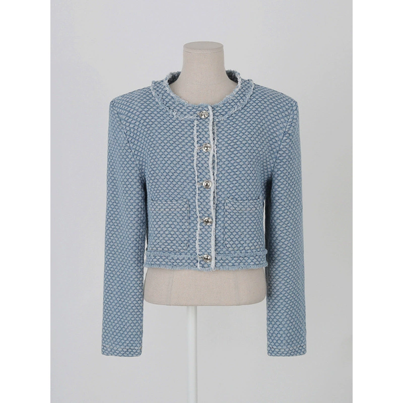 Демисезонная модная куртка, джинсовая юбка, кардиган, стиль Chanel