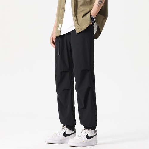 Live Streaming Bestselling Ice-Silk Casual Pants for Men, Thin, Loose, Sporty, Youth Ice Sensation Ankle Pants, Comfortable Paratrooper Pants