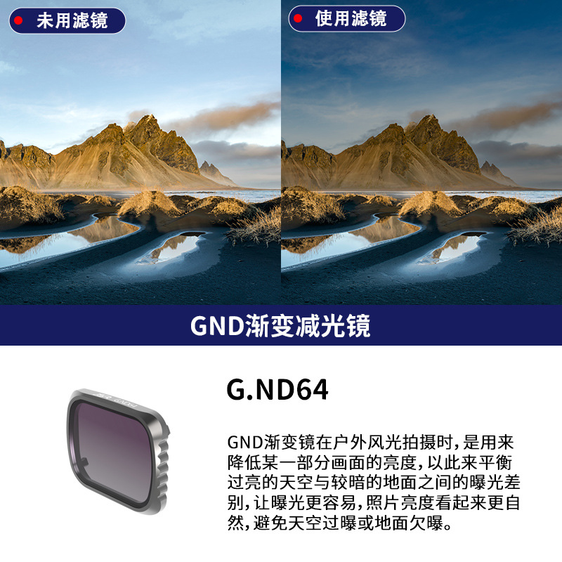 JUNESTAR filtro adecuado para DJI Dajiang UAV Royal Mavic Air2S filtro ND cplmirror de reducción de luz