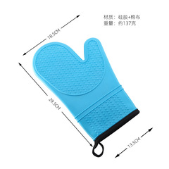 Silicone oven mitts with cotton lining, large-eyed, microwave and oven gloves, diagonal opening, heat-insulating silicone gloves with cotton lining