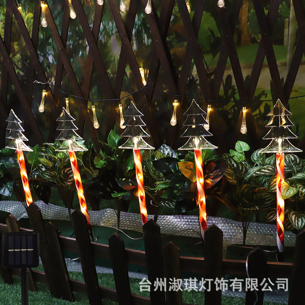 Luces LED de colores, luces solares para el suelo, luces de piruleta, árbol de Navidad, copo de nieve, decoración de jardín, luces de ambiente navideño