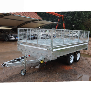 2 T car trailer 2 T galvanized trailer hydraulic lift trailer flat trailer rear unloading trailer