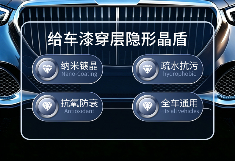 Factory Direct Sales of Nano Crystal Coating Agent, Powerful Water Repellent, Brightening Car Paint, Sun Protection, Anti-Fouling Maintenance, One Spray, One Wipe