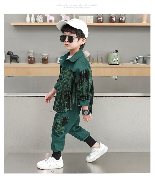 Chemise de travail imprimée pour garçons, ensemble deux pièces tendance et Cool, nouvelle collection printemps et automne 2022_voghion.com