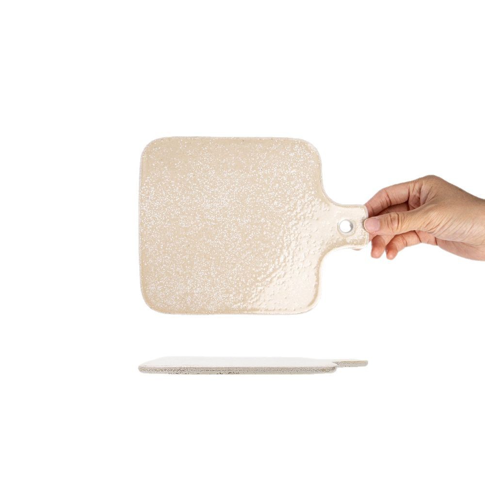 [Simple y duradero] Bandeja de cerámica de 8 pulgadas, plato de carne occidental, plato de postre para el hogar, tablero de pan, tapete anti-escaldado