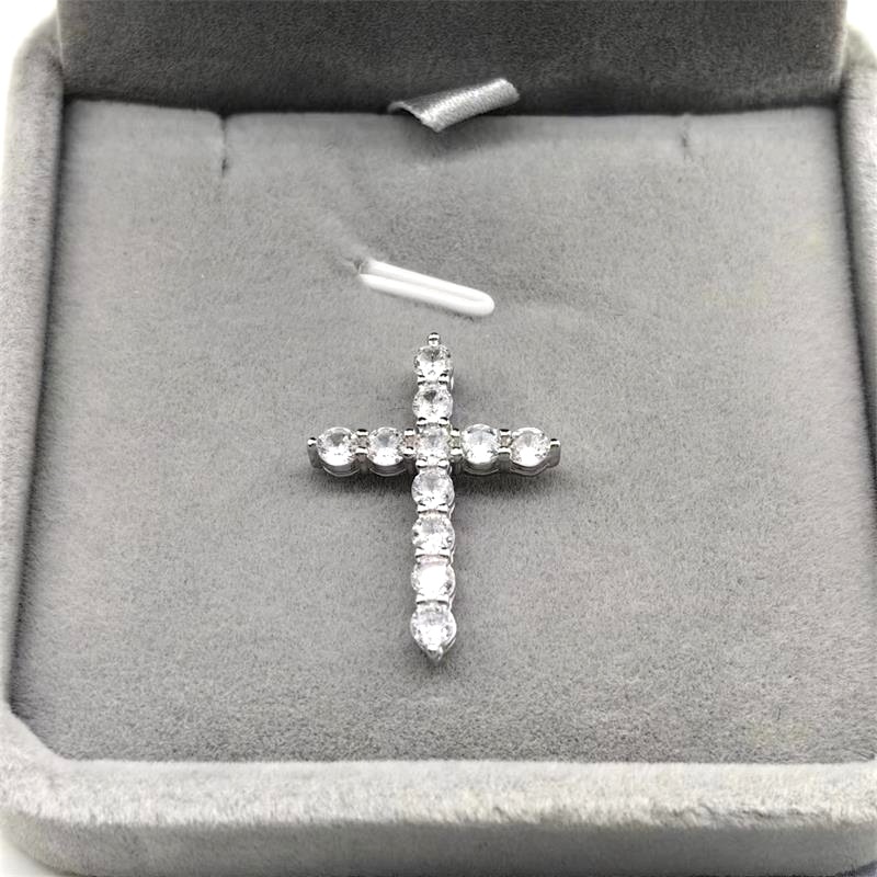 Holiday, Daily Occasion 925 Sterling Silver Rhinestones Inlay Cross Pendant Necklace