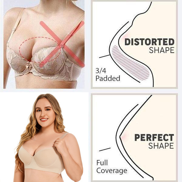 Explosiones transfronterizas de gran tamaño, bra de taza profunda, anillo de acero sin marcas, ropa interior de mujer de botón múltiple, bra anti-caída ajustable