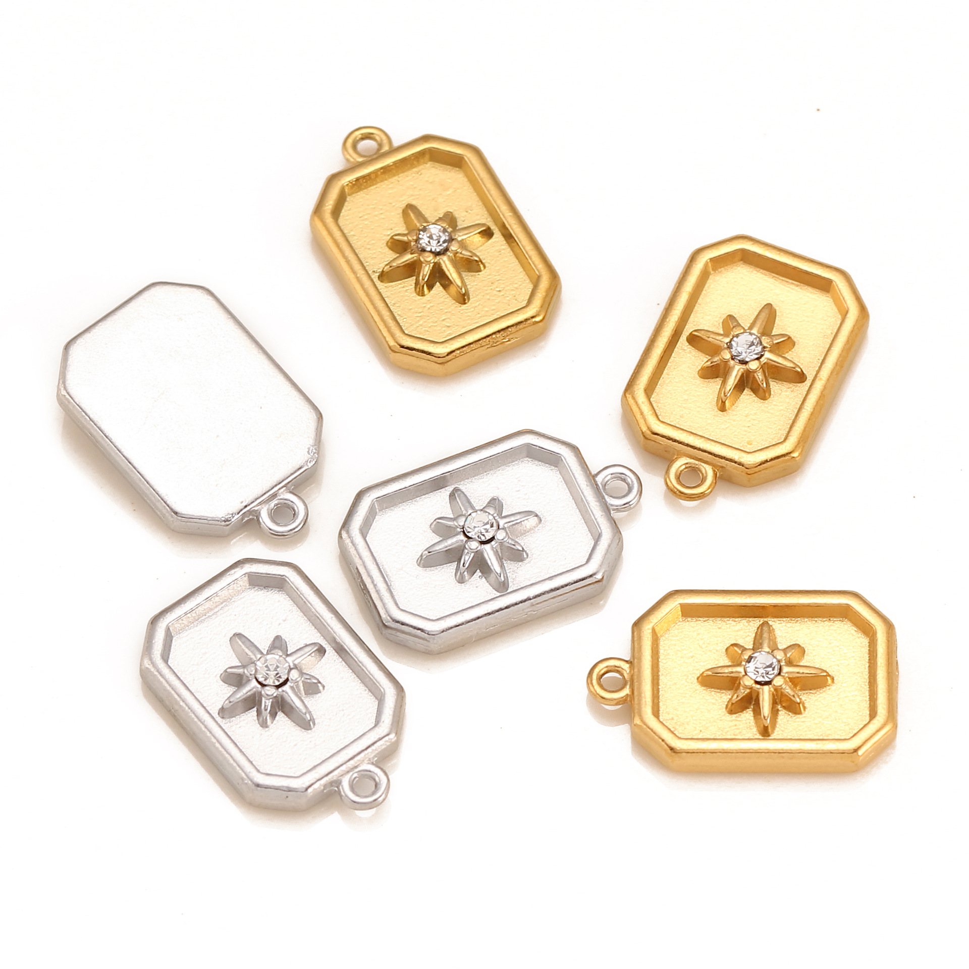 7g Weight 3 Pieces 304 Stainless Steel Square Pendant DIY Jewelry Accessories