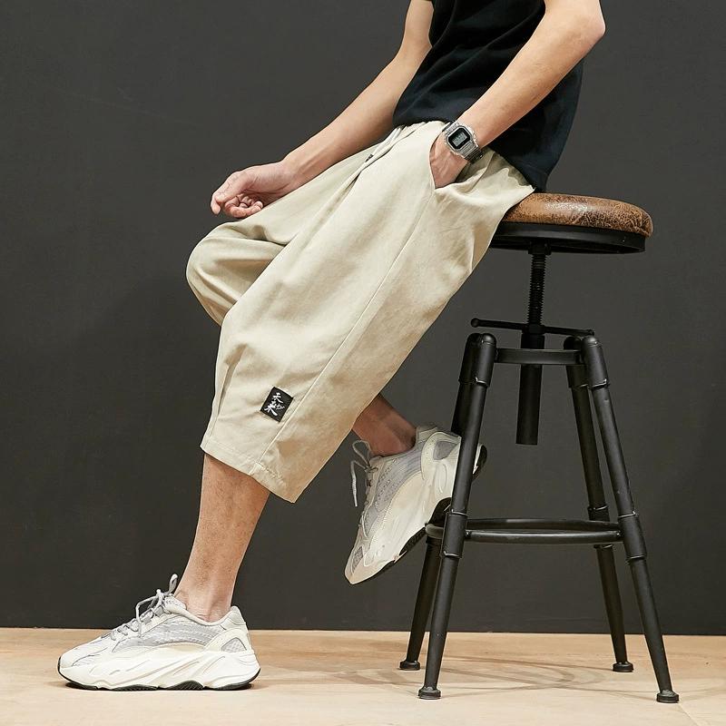 Брюки больших размеров с пятью точками, слегка пухлые повседневные брюки, летние шорты для спецодежды, мужские свободные внешние брюки с 7 точками, брюки средней длины для толстой стопы