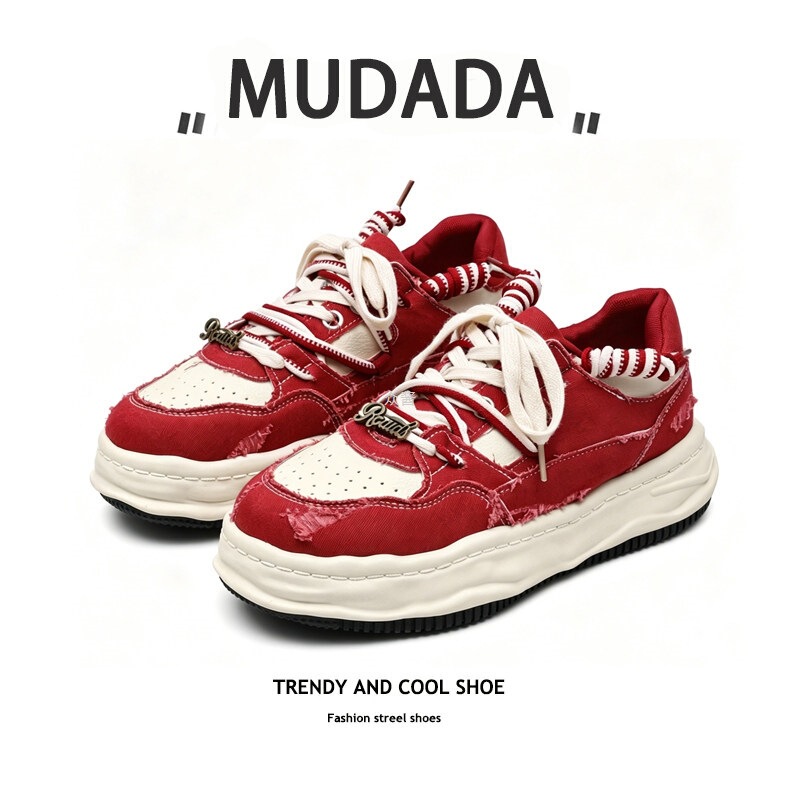 Invisible Height-Increasing 7cm Thick-Soled Dissolvable Shoes for Men and Women, Sports Casual Sneakers, Couple's Red Washed Canvas Shoes Invisible Height-Increasing 7cm Thick-Soled Dissolvable Shoes for Men and Women, Sports Casual Sneakers, Couple's Red Washed Canvas Shoes