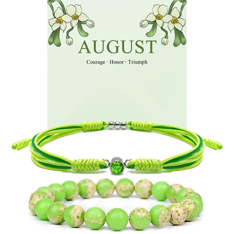New birthday handmade woven bracelet crystal two-piece set adjustable bracelet women's birthstone woven bracelet New birthday handmade woven bracelet crystal two-piece set adjustable bracelet women's birthstone woven bracelet