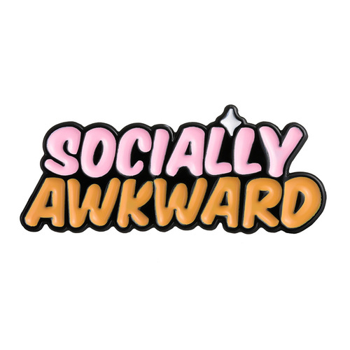 速卖通新款合金字母胸针ins个性潮流socially awkward