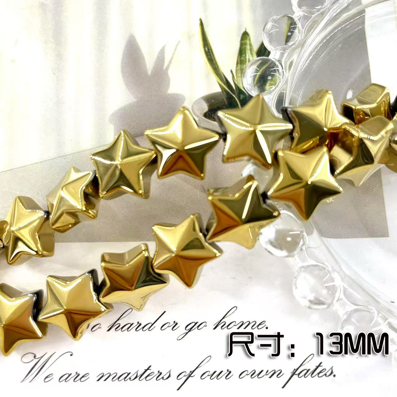 13mm estrella de cinco puntas cristal cristal agujero horizontal estrella K9 pulsera de bricolaje hecha a mano cadena de teléfono móvil accesorios con cuentas