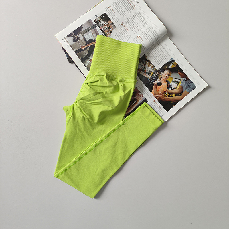 Pantalones de gimnasio sin costura europeos y estadounidenses, cintura alta, abdomen, caderas, pantalones de melocotón para correr, yoga, leggings apretadas