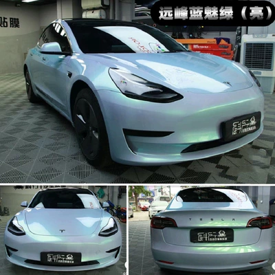 Emerald Green Electroplating Venom Green: Auto Color Change Film - pet-yuanfeng-blue-charm-green-bright-152m-17m