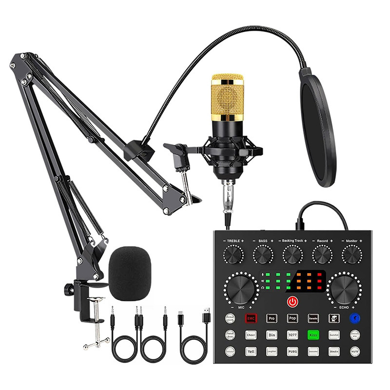 V8S English live broadcast sound card cross-border explosions can be equipped with bm800 cantilever suit sound card suit live broadcast sound card