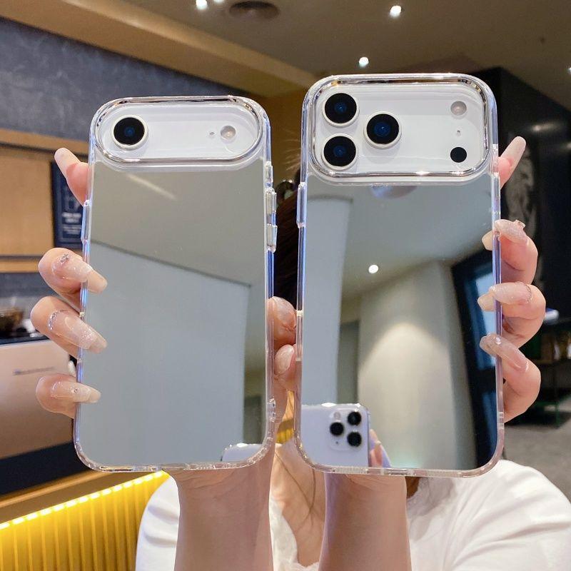 Casual Couple Iphone17Promax Mobile Phone Case Mirror 16 Large Holes 15 Makeup Mirror 14 Anti-Fall 13 Soft