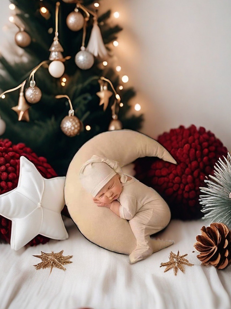 Accesorios de Fotografía para Recién Nacidos, Almohada de Fotografía con Forma de Luna, Almohada Auxiliar para Estilizar Fotos de Bebés
