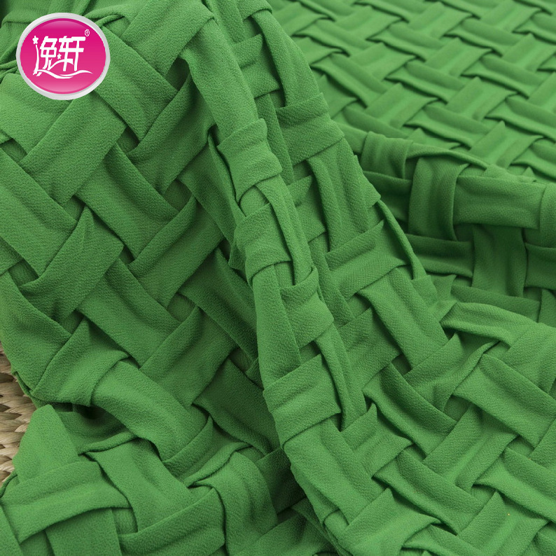 雪纺手工折皱男装女装拼接衬衫小衫时装工艺编织复合粘衬面料