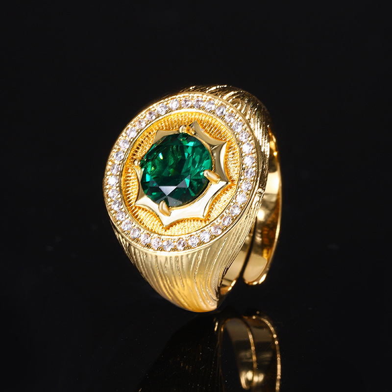 2024 nueva joyería Zhuang Shengsheng fondo de cobre chapado en oro simulación corindón temperamento anillo de oro redondo mujer 8mm