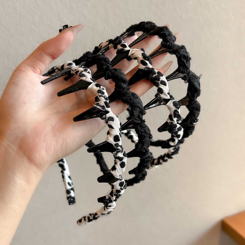 Simple con dientes ondulados banda de cabello para mujeres de alta presión craneal banda de cabello para el cabello diaria universal clip de cabello acabado artefacto tocado