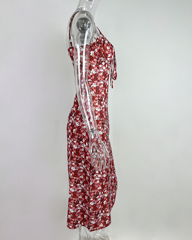 175g Weight Midi Dress Dress Length Type Sleeveless Sleeve Length Slit Dress Dresses Type Polyester Fabric Type High Waist Waist Line Holiday, Daily Occasion Strap Neckline Slim Fit Type Ditsy Floral Pattern Summer Season Women's Gender Printing Design Casual, Elegant Style Wholesale Women's Casual Elegant Printing Ditsy Floral Holiday Daily Strap Sleeveless Slit Dress 11