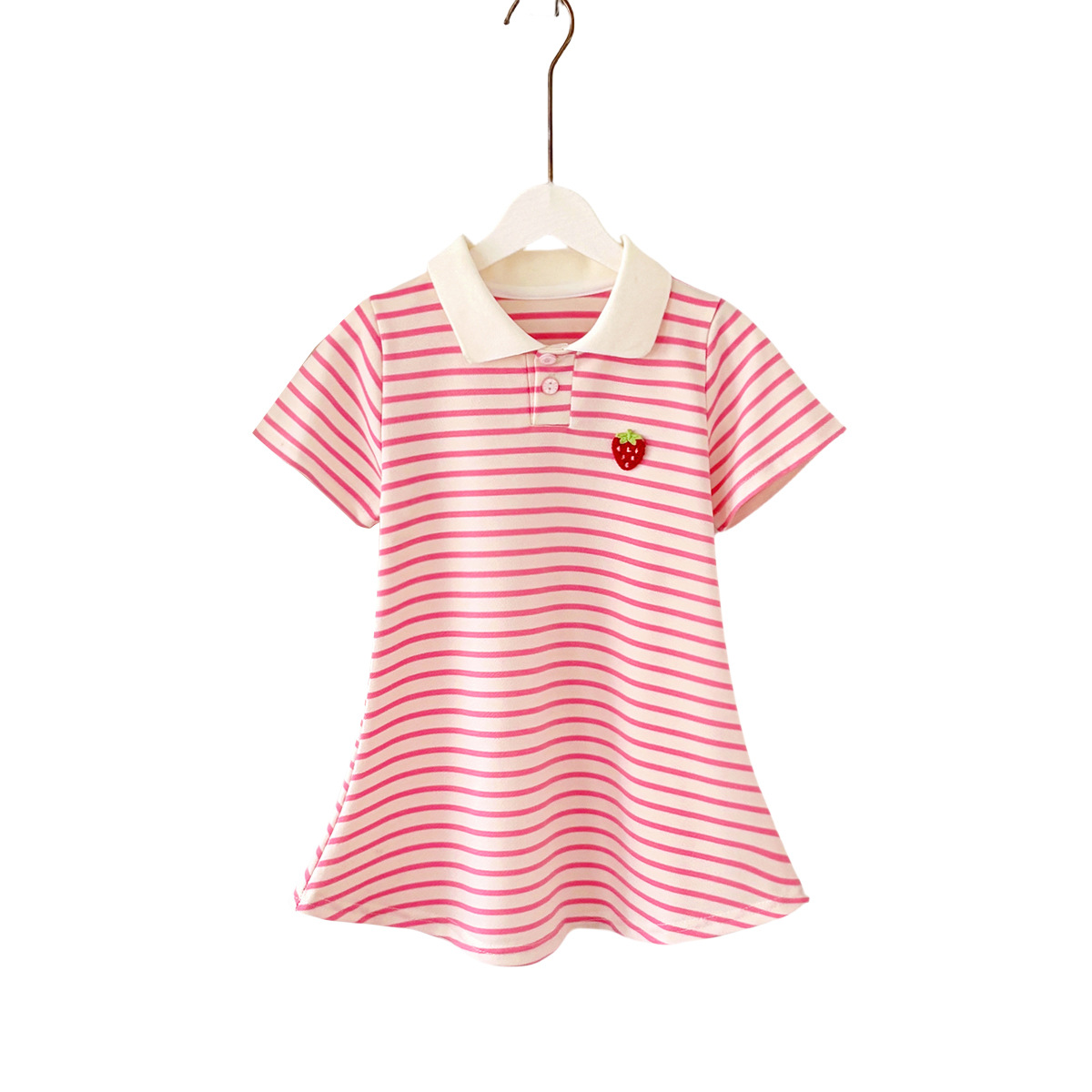 Vestido de verano de manga corta con rayas dulces estilo universitario, camisón de verano, falda de verano lista para usar para niñas.