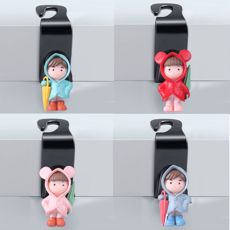 Suministros de decoración de automóviles Gancho de coche Red de Internet Sala de transmisión en vivo Regalo Paraguas Chica Dibujos animados Coche Asiento Gancho