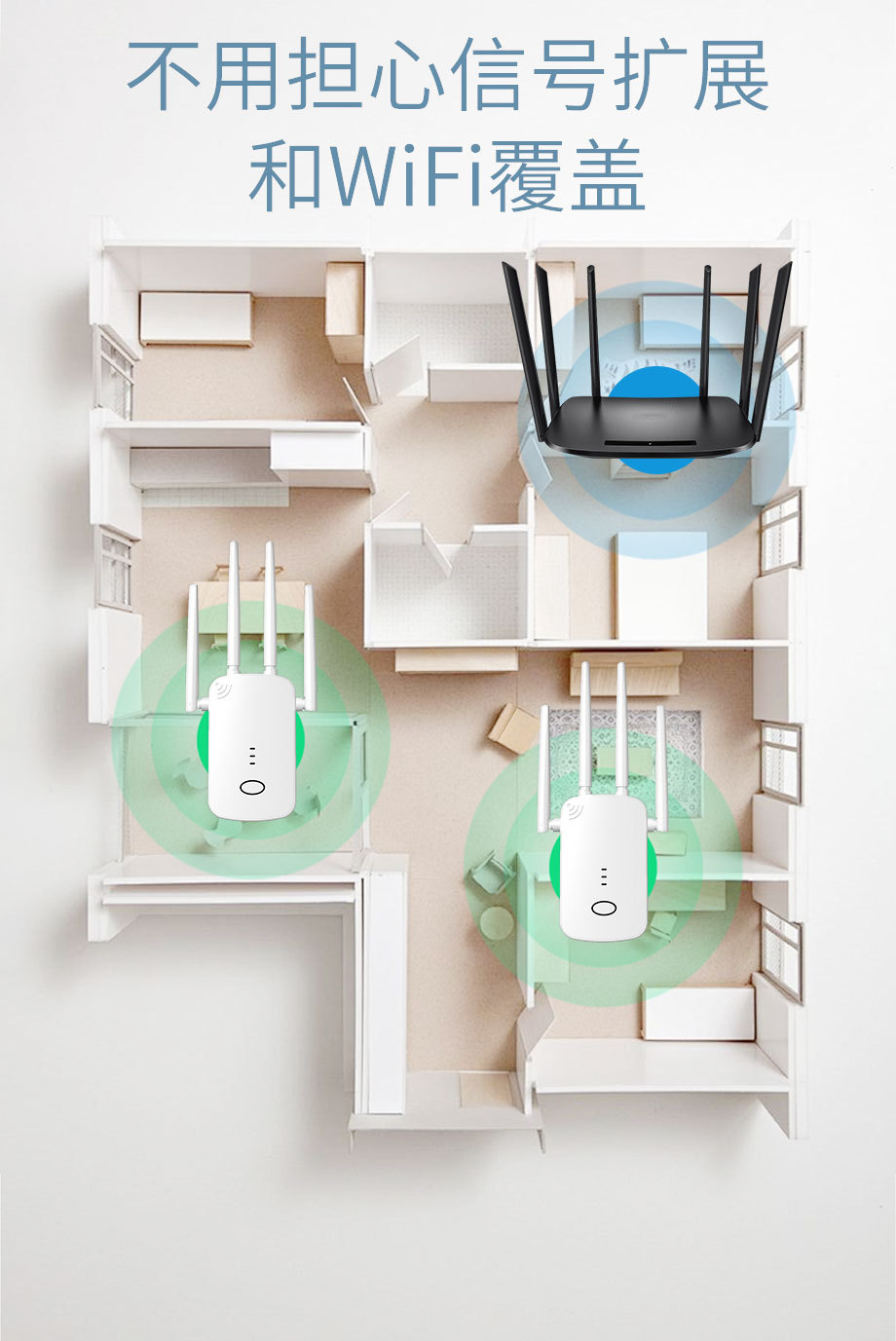 WiFi Signal Amplifier Booster Wireless Network Extender 1200M Repeater Router Manufacturer Stock