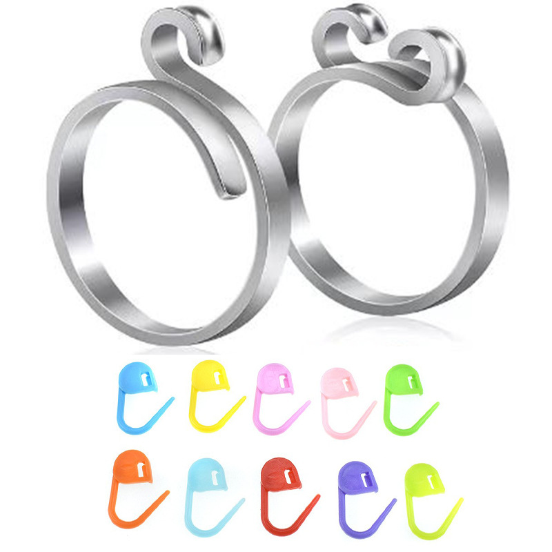 Ganchillo con hilo anillo cinta joyería gancho lana plata tailandesa apertura ajustable dedo índice tejido anillo de la cola con hebilla de marca