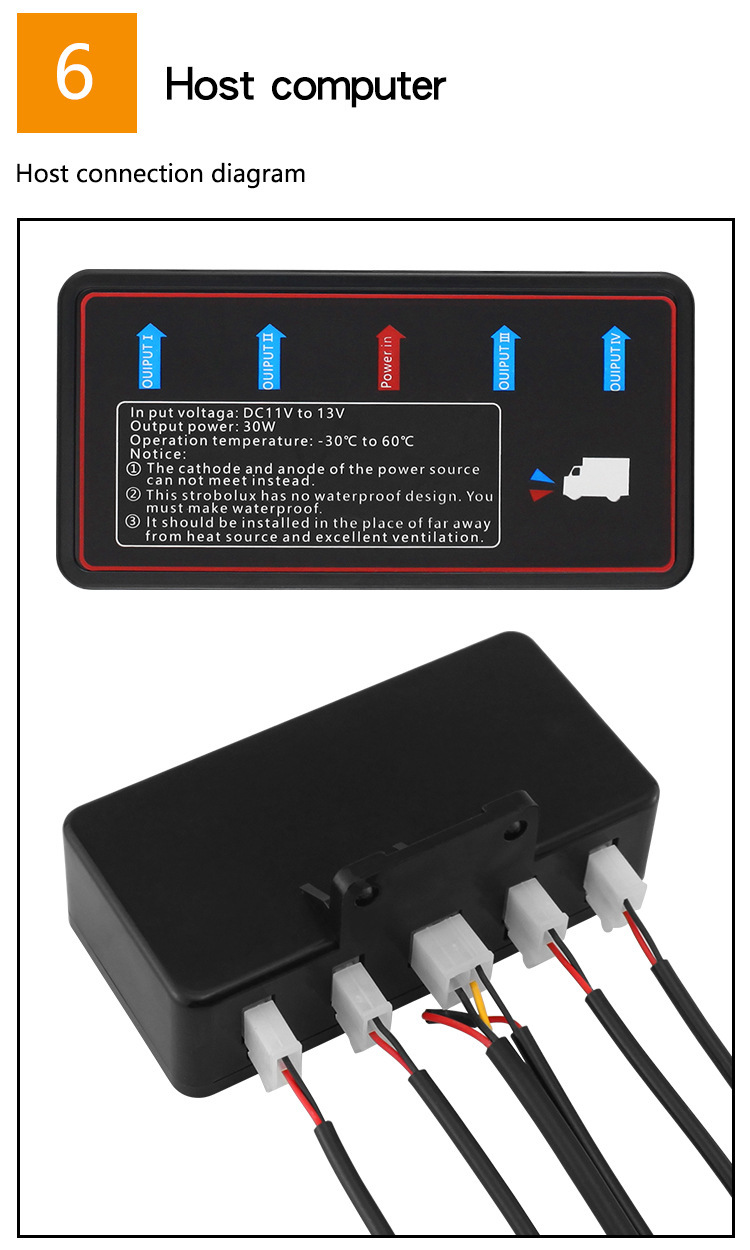 One-To-Four 4Led Center Grille Strobe Light Truck Side Light High-Power Wireless Turn Signal Remote Control Flashing Warning Light