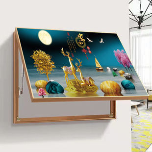 Horizontal Meter Box Decoration for Painters, Wall-Mounted Without Drilling, Flip-Up Cover for Switch Box and Distribution Box Hanging Painting