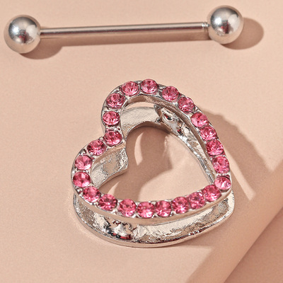 不锈钢欧美心形镂空乳环人体穿刺饰品乳环一个|ms