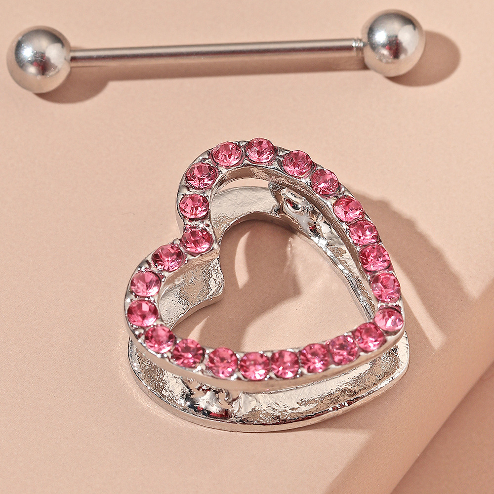 不锈钢欧美心形镂空乳环人体穿刺饰品乳环一个|ms