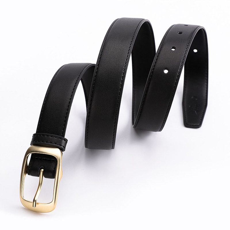 2024 europäischen und Amerikanischen Neue Mode Lässig Vielseitig Jeans Zwei Schicht Rindsleder frauen Einfarbig Gürtel Gürtel Minimalistischen Stil_voghion.com